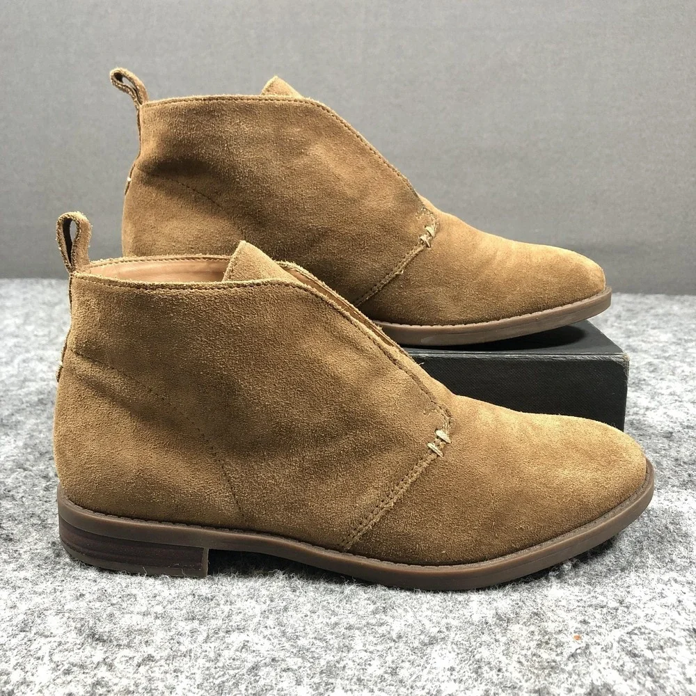 Franco Sarto Isolde Ankle Booties Womens 7.5 M Brown Suede Pull On Flat Casual